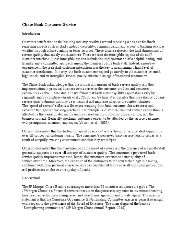 Chase Bank Customer Service PDF Banks Jp Chase