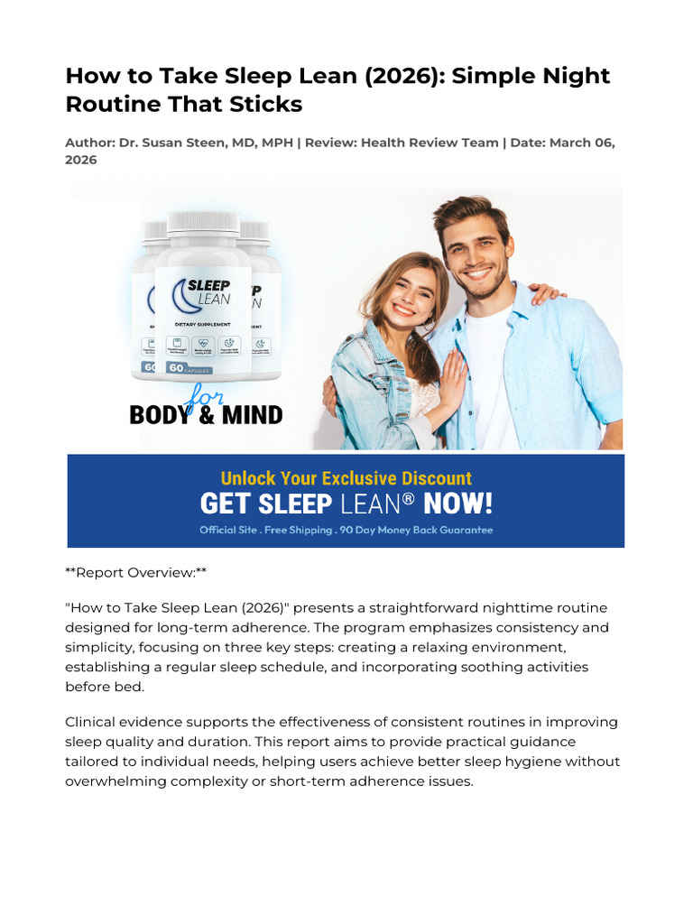 How to Take Sleep Lean 2026 Simple Night Routine That Sticks | PDF ...