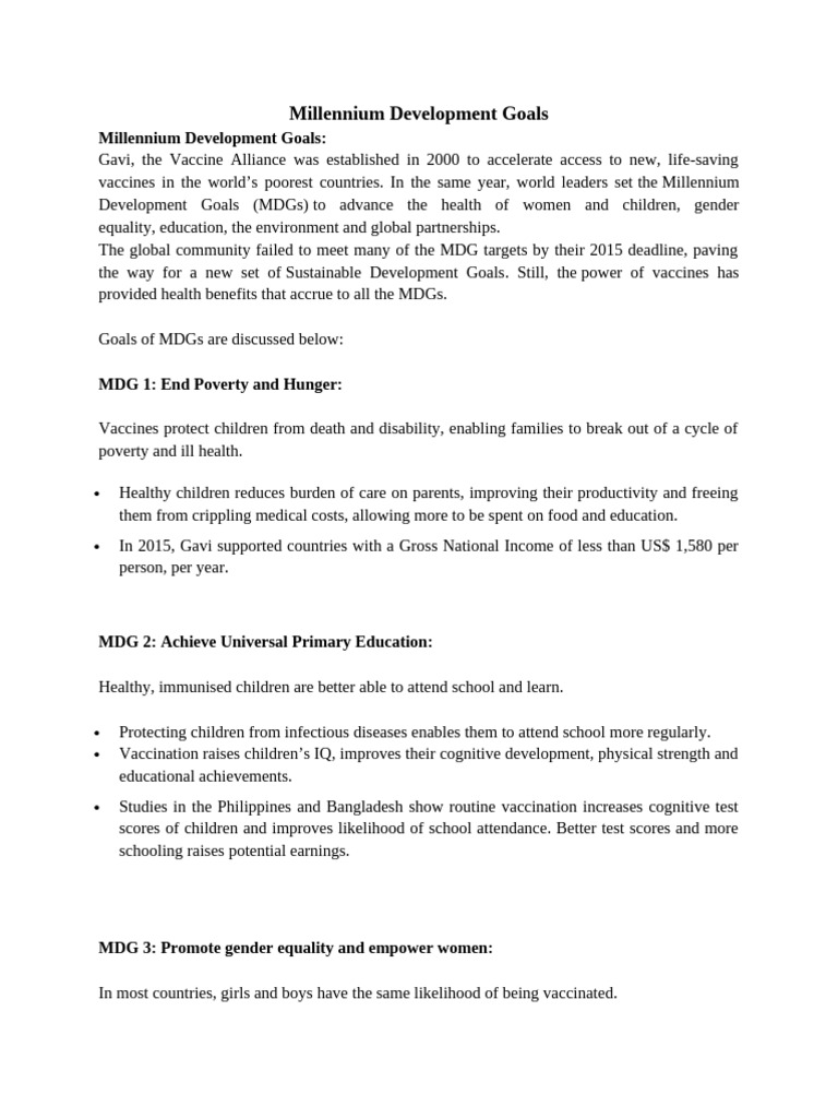 Millennium Development Goals | PDF | Millennium Development Goals ...