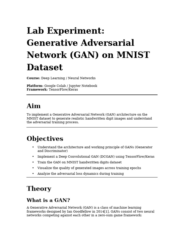 Gan Mnist Lab | PDF