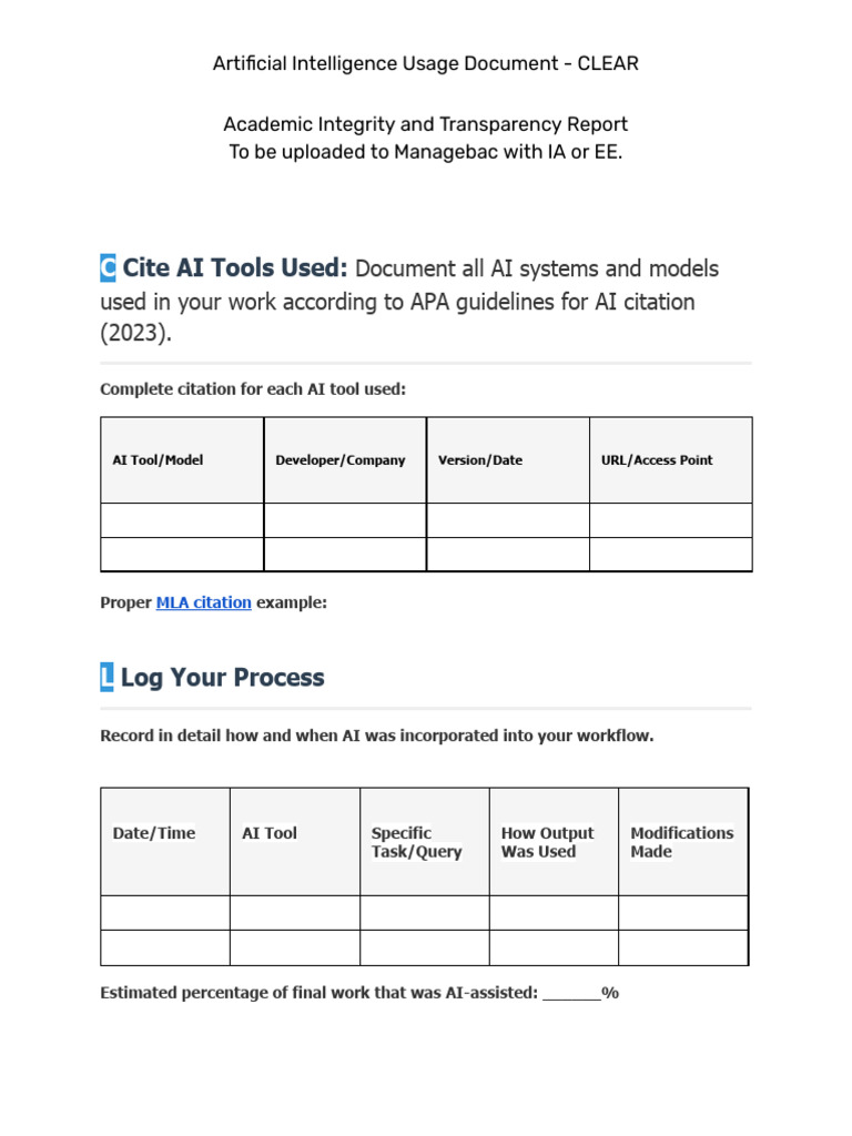 _ISM AI Usage Documentation - CLEAR | PDF