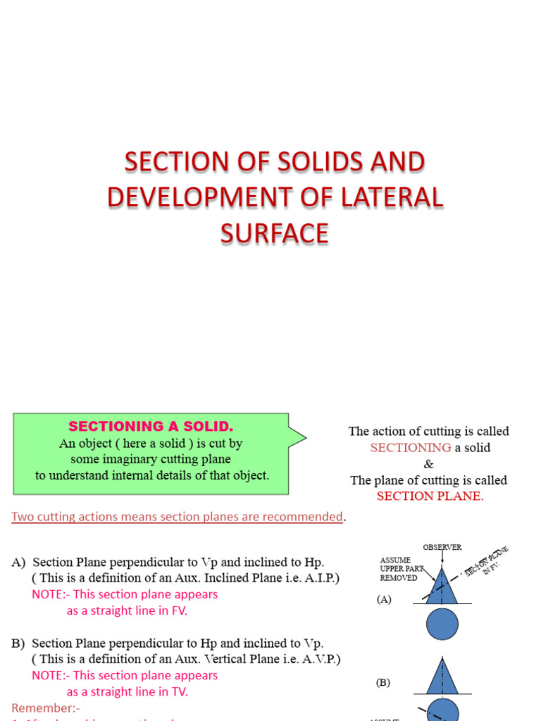 Unit-IV Section of Solids- Development of Surfaces and Isometric ...
