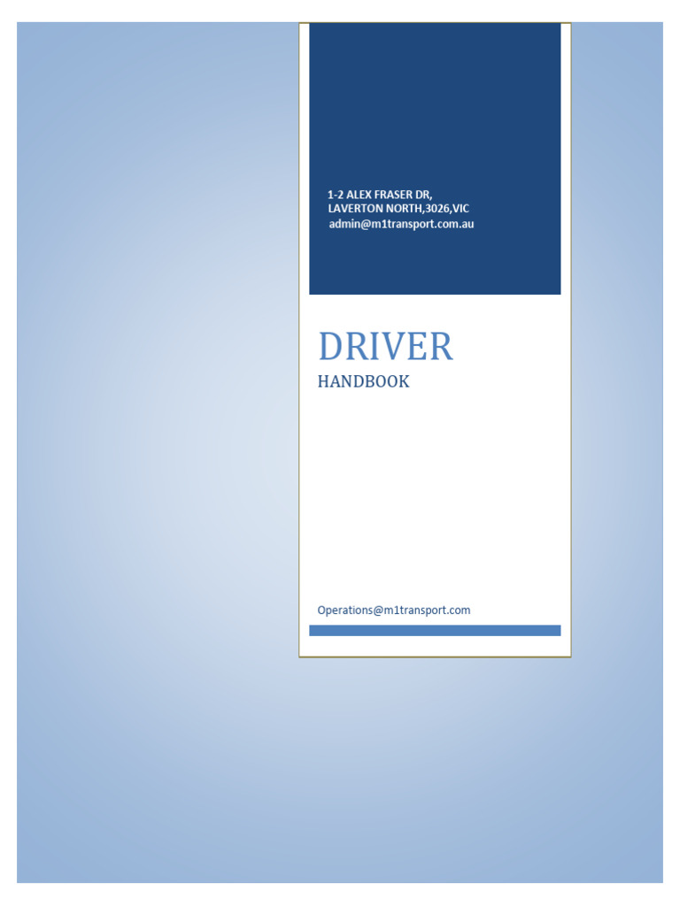 Driver Handbook & Induction (1) | PDF | Transport | Vehicles