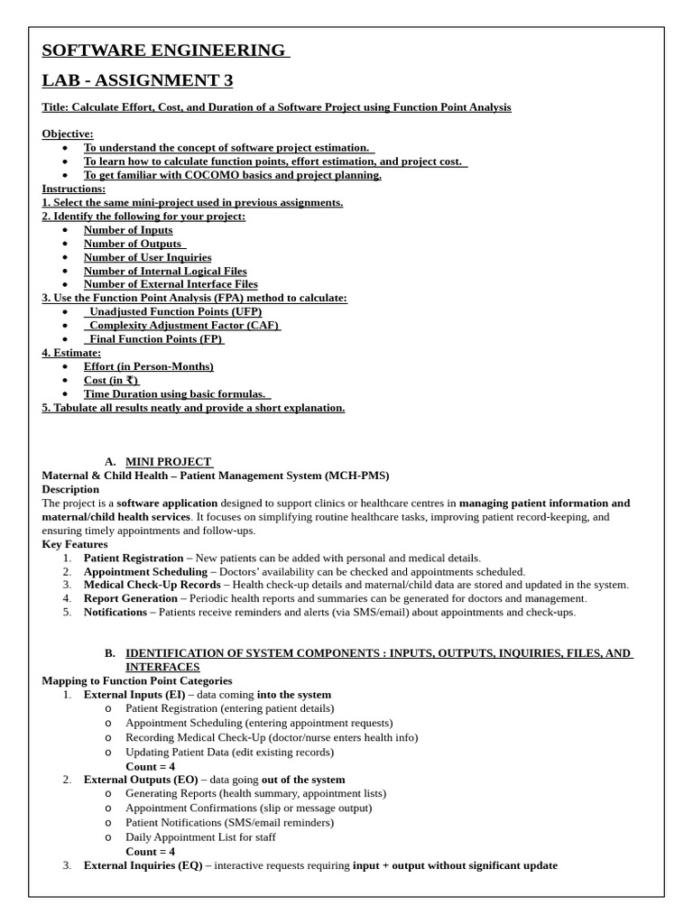 SE Assign 4 FPA Analysis | PDF | Computer Science | Information Technology