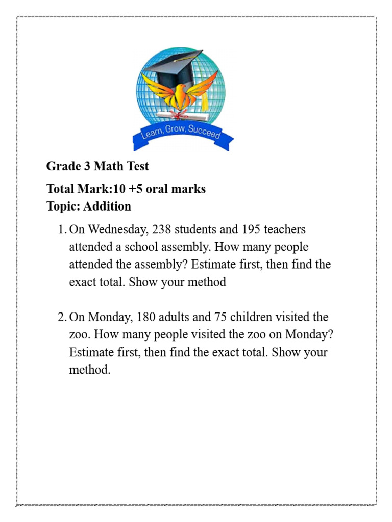 Grade 3 Math Test | PDF