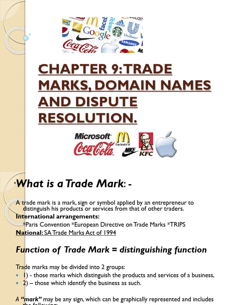 CHAPTER 9- Trade Marks and Domain Names (2025 ms) | PDF