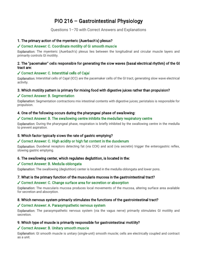 Gastrointestinal tract questions | PDF