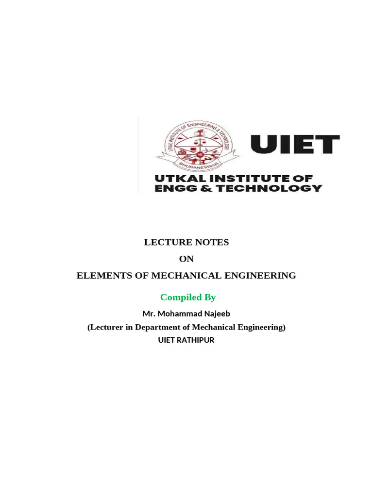 SM 3rd Sem Elect Elements of Mechanical Engineering | PDF | Boiler ...