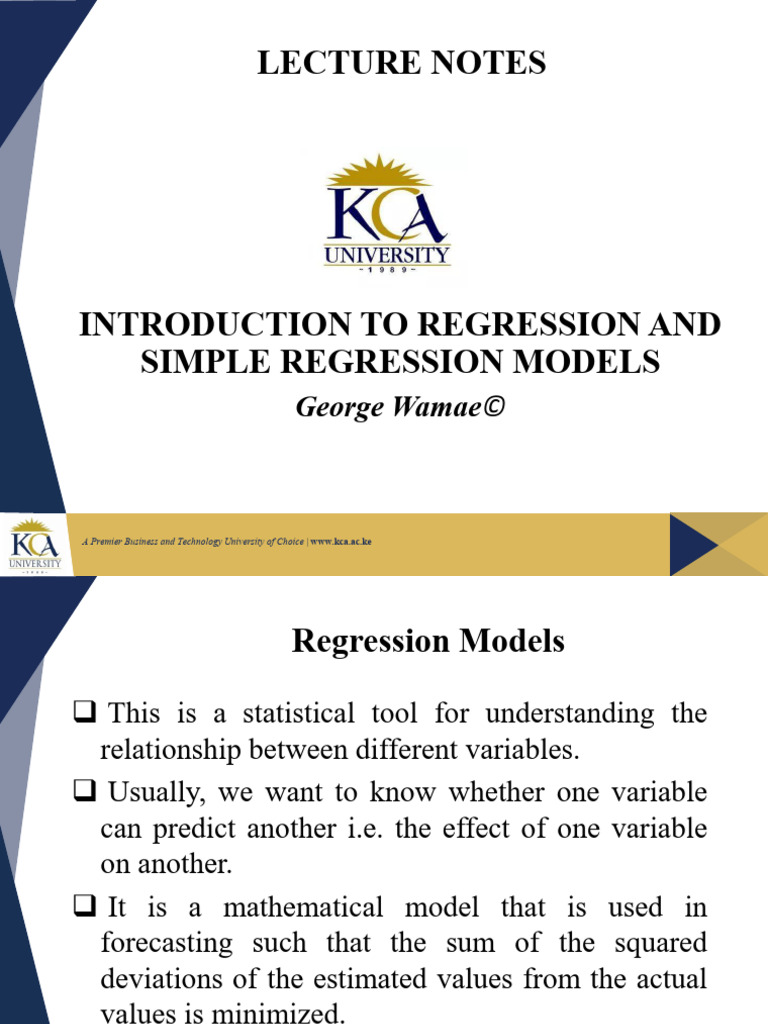 Introduction to Regression Models and Simple Regression Models | PDF ...