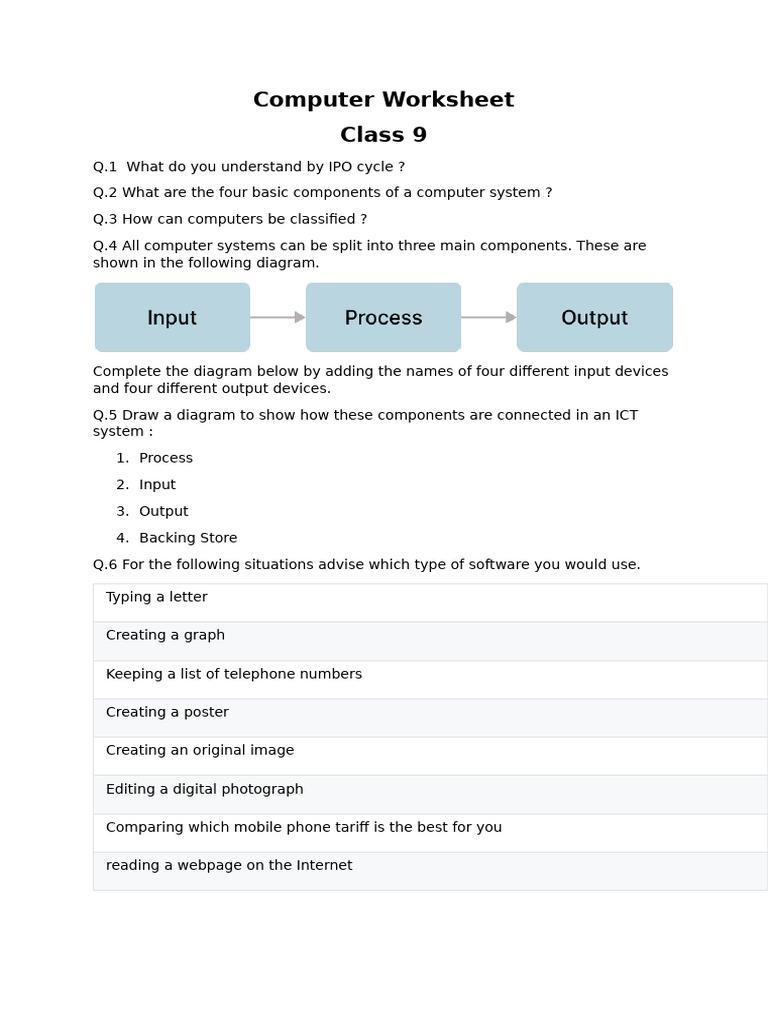 Computer Worksheet (1) | PDF