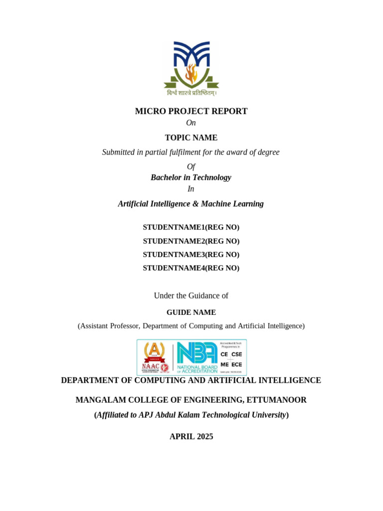 Micro Project Report Format | PDF