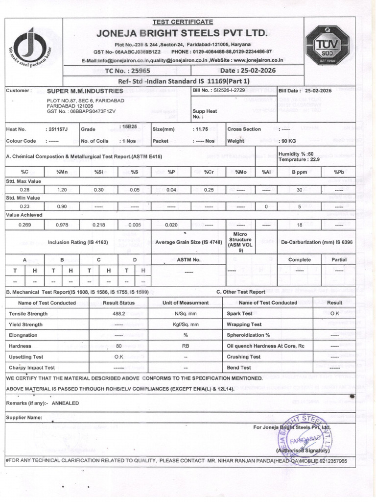 15b25 Joneja Bright Steel Report | PDF