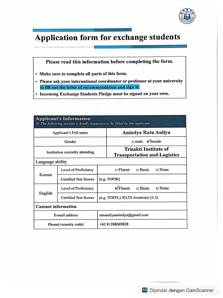 Application Form - Anindya Ra | PDF