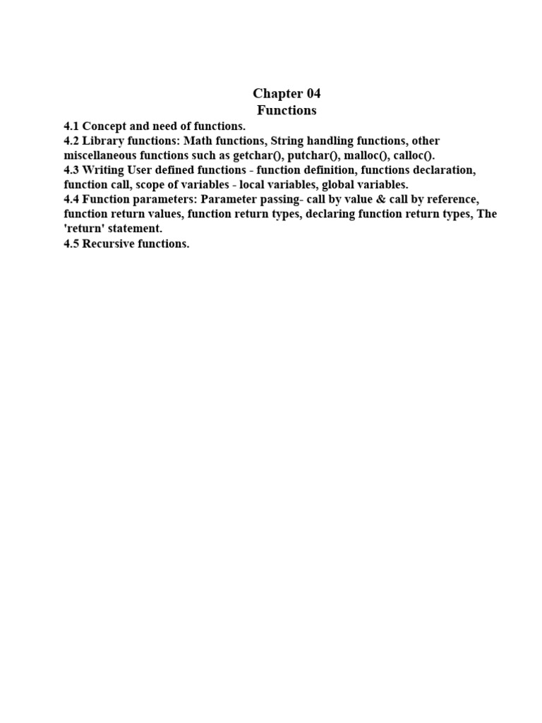 Chapter 4 Functions | PDF | Parameter (Computer Programming) | Computing