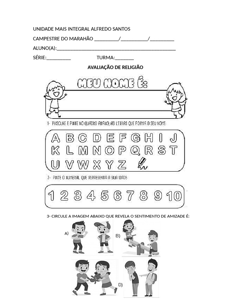 Avaliação de Artes - 1 Ano - 2026 | PDF