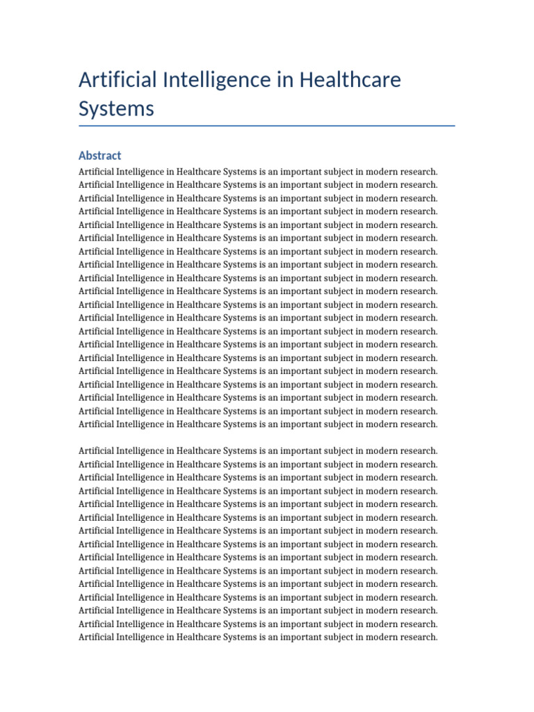 Artificial Intelligence in Healthcare Systems | PDF