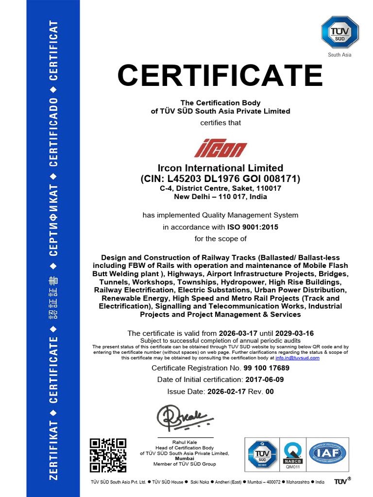 Iso 9001_2015 (Quality Management System) Certificate | PDF