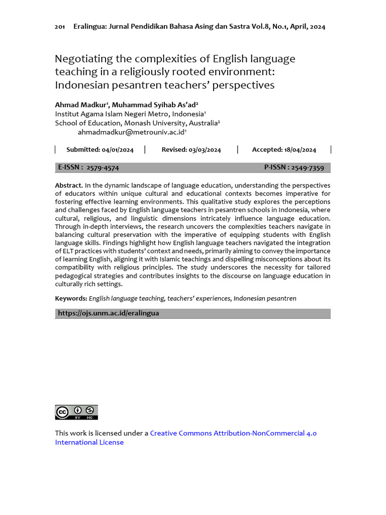 Negotiating the complexities of English language teaching in a ...
