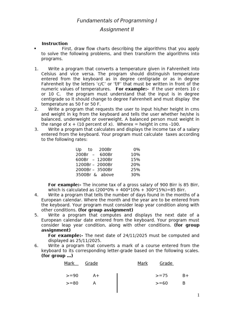 Asignment 2 - Simple Programs Writing (1) | PDF | Fahrenheit | Celsius