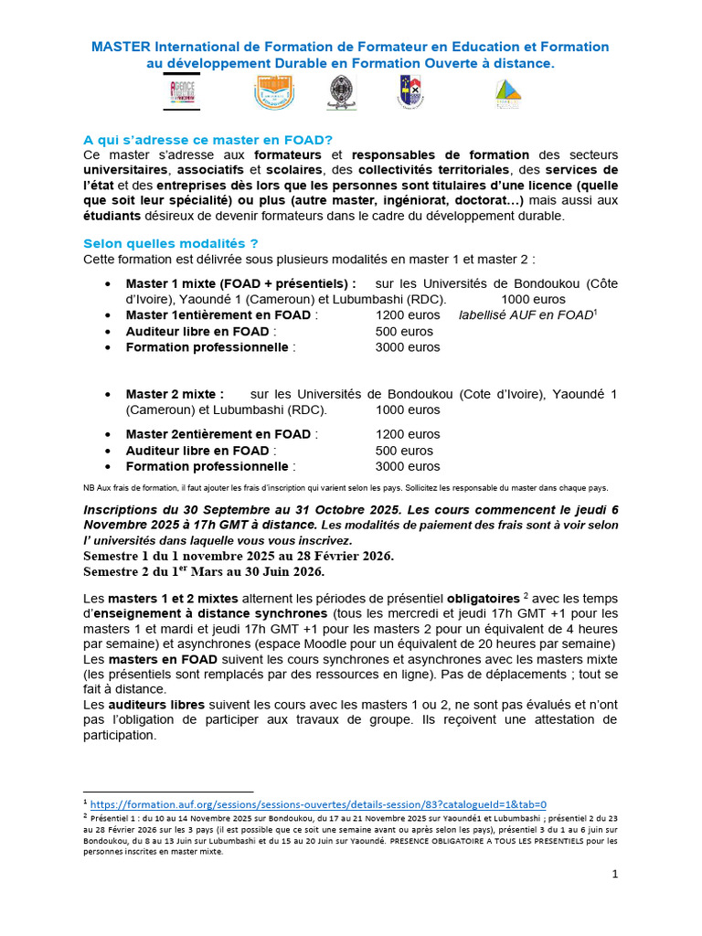 MASTER International | PDF | Formation à distance