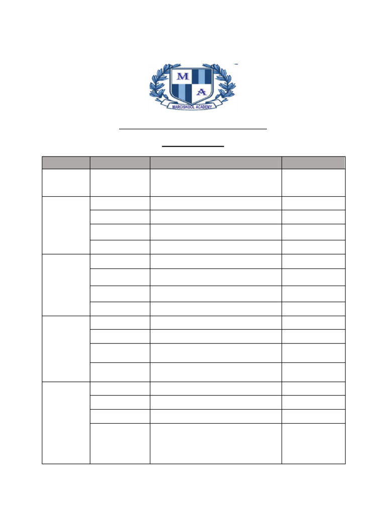 Marciskool ECD and Primary Time Table | PDF