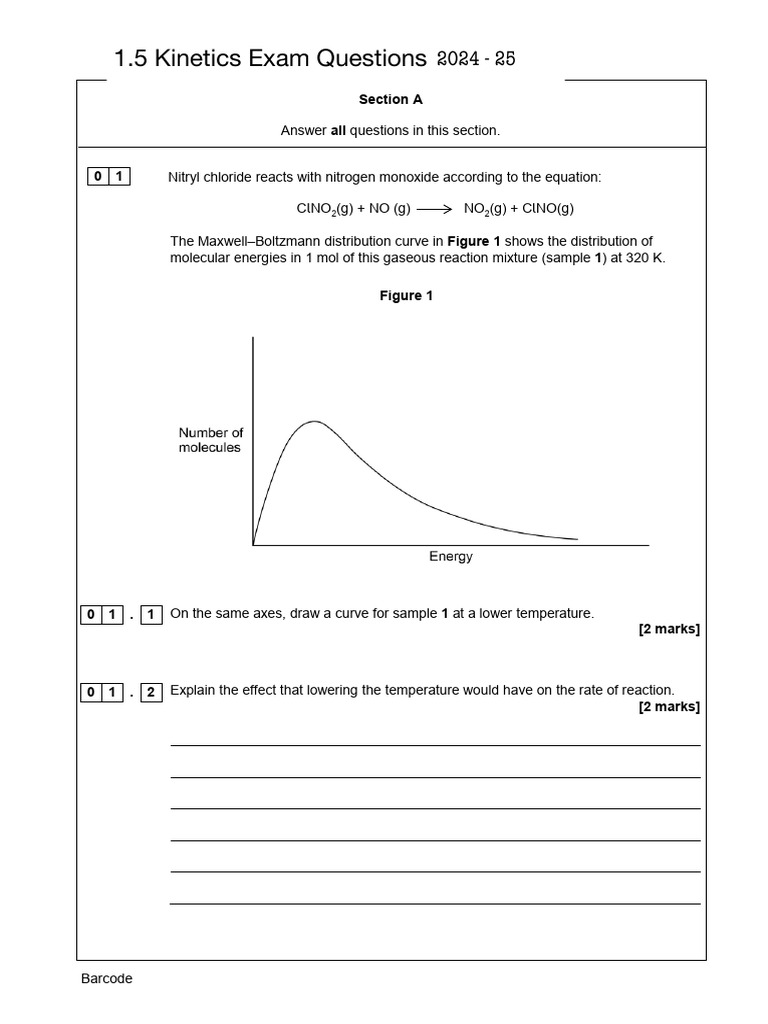 1.5 Kinetics Exam Questions Booklet 2024 - 25 | PDF
