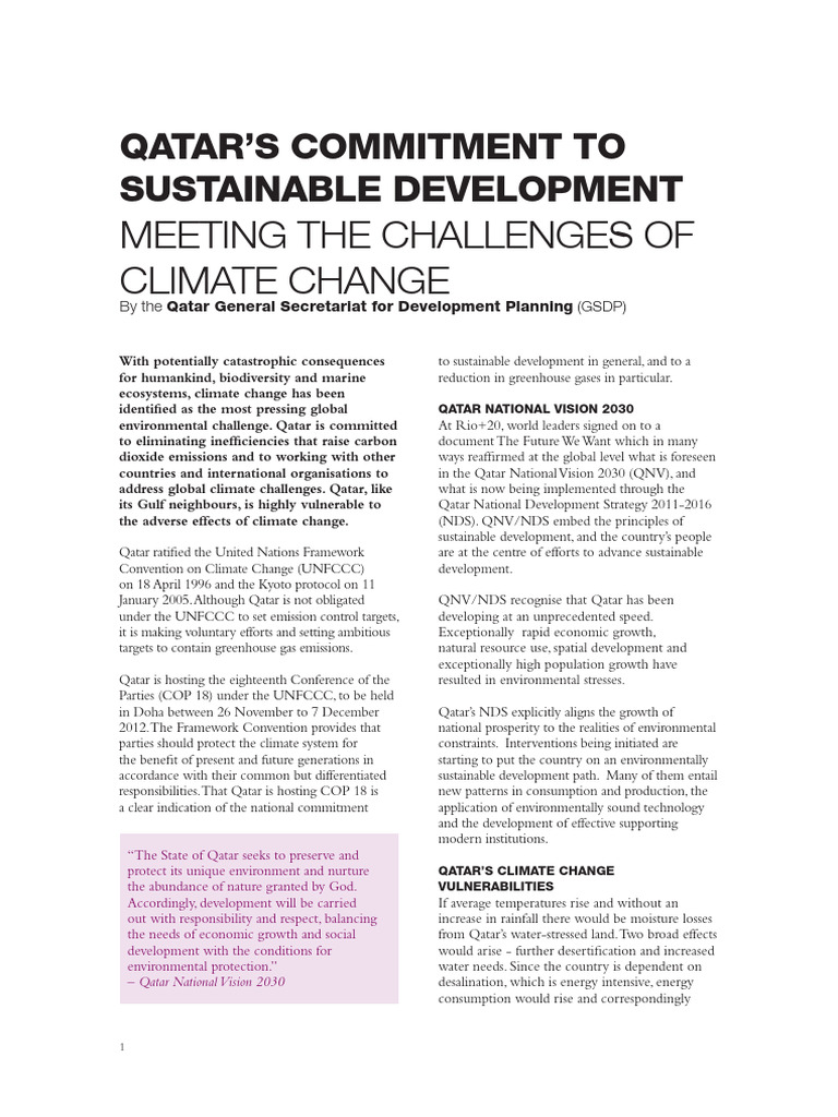 Qatar’s Commitment to Sustainable Development, Meeting the Challenges ...