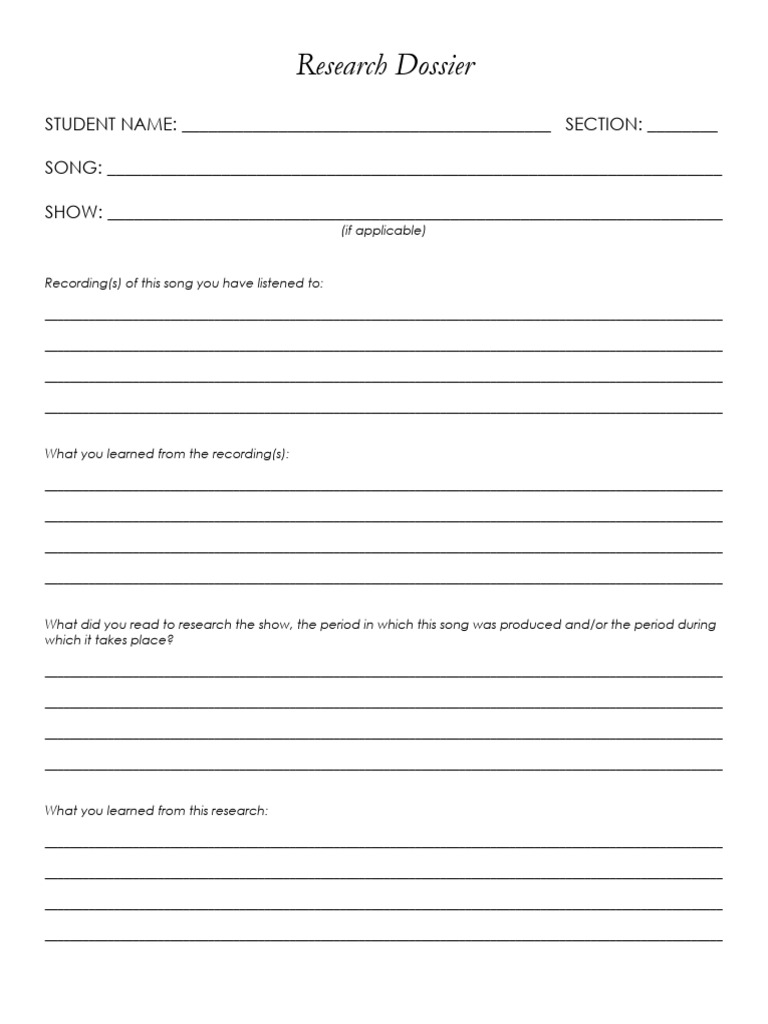 2nd Semester Research Dossier FILLABLE | PDF