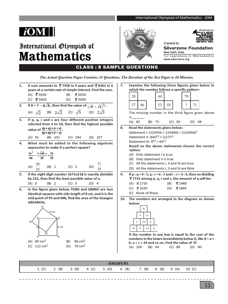 Assets File Syl Sam Papers Iom 8 | PDF | Numbers | Mathematics