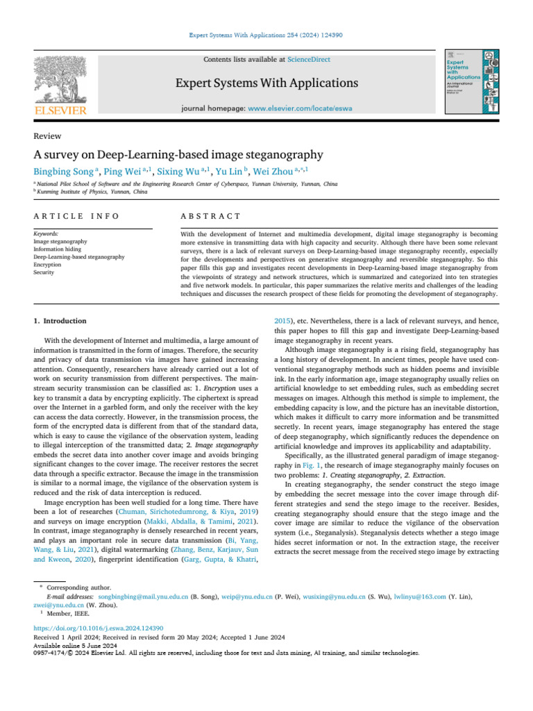 A Survey on Deep-Learning-based Image Steganography | PDF | Deep ...