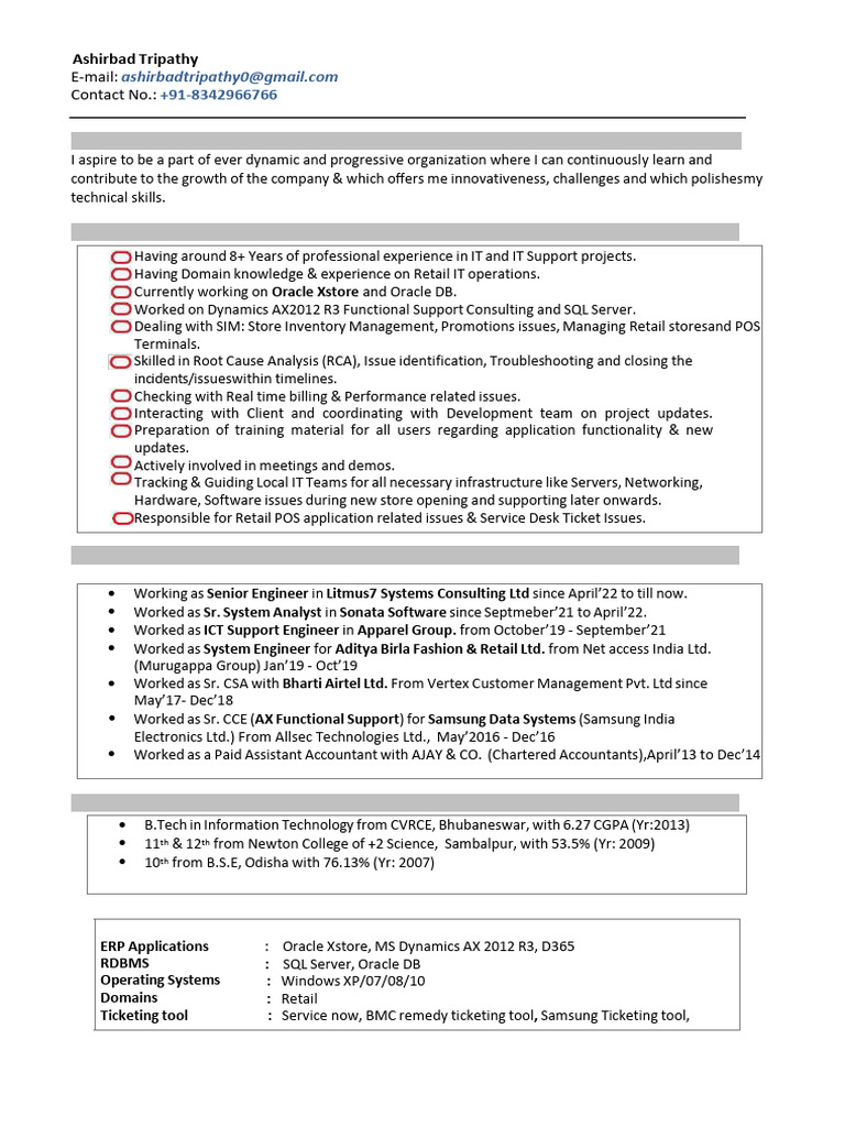 CV Oracle Xstore Ashirbad Compressed | PDF