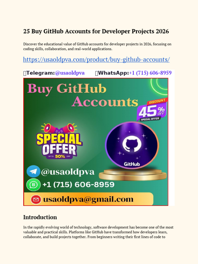 25 Buy GitHub Accounts For Developer Projects 2026 | PDF | Learning ...