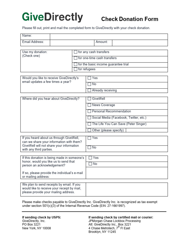 Give Directly Donation Form | PDF