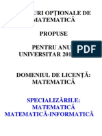 Propuneri Optionale de Matematica 2011-2012