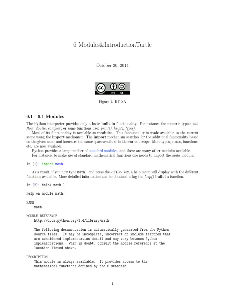 6_ModulesIntroductionTurtle | PDF | Trigonometric Functions | Integer ...