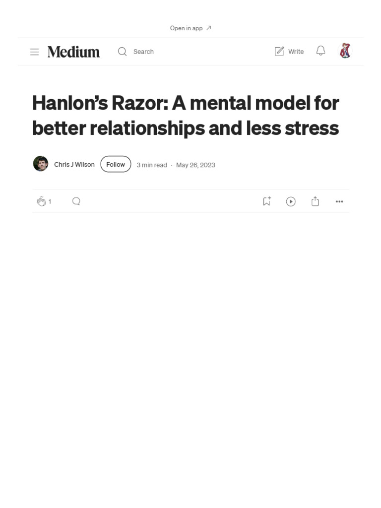 Hanlon’s Razor_ a Mental Model for Better Relationships and Less Stress ...