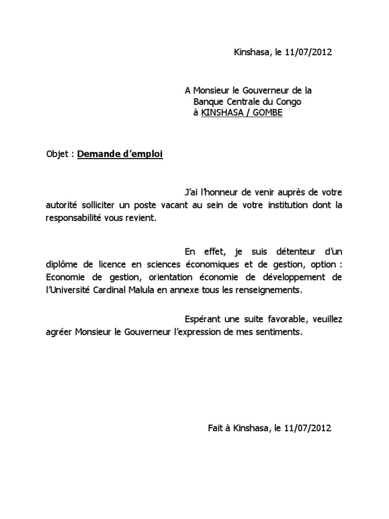 Demande D Emploi Pdf