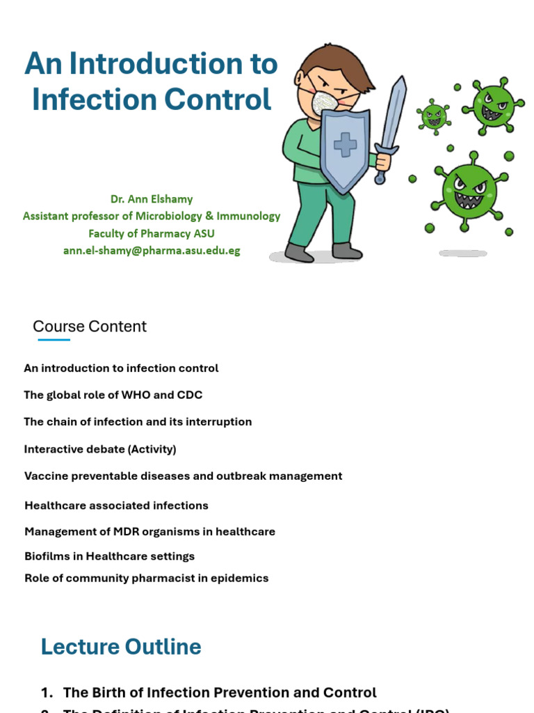 Lecture 1 - An Introduction to Infection Control (2026) | PDF
