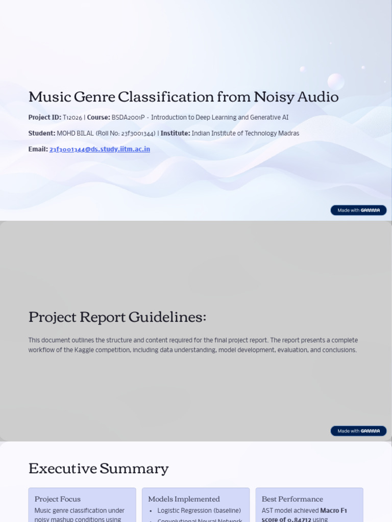 Music Genre Classification From Noisy Audio | PDF | Computer ...