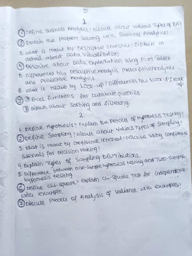 BA Important Questions | PDF