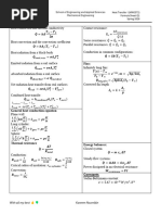 Heat Transfer Formulas Cheat Sheet | PDF