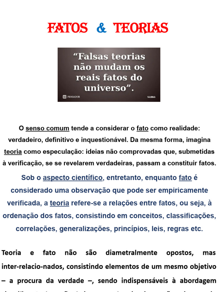 3 - Fatos e Teorias | PDF | Teoria | Science