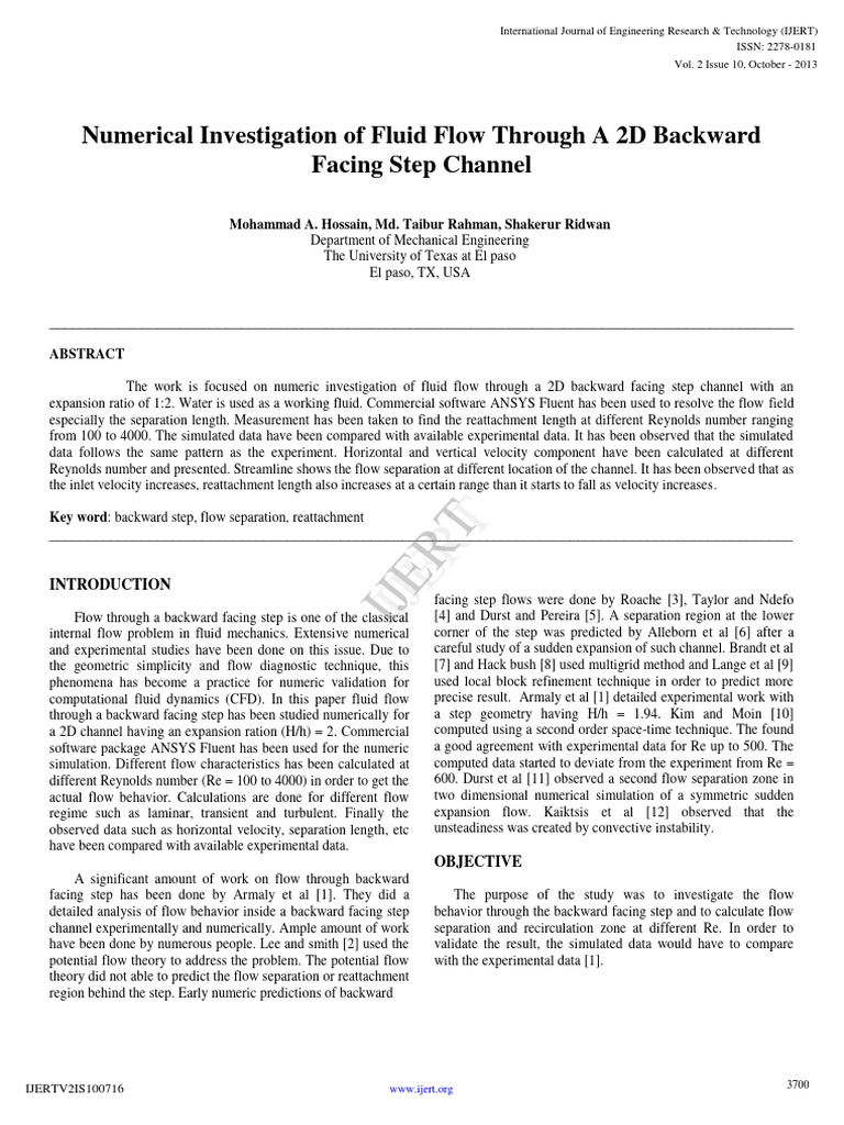 Numerical Investigation of Fluid Flow Through a 2D Backward | PDF ...