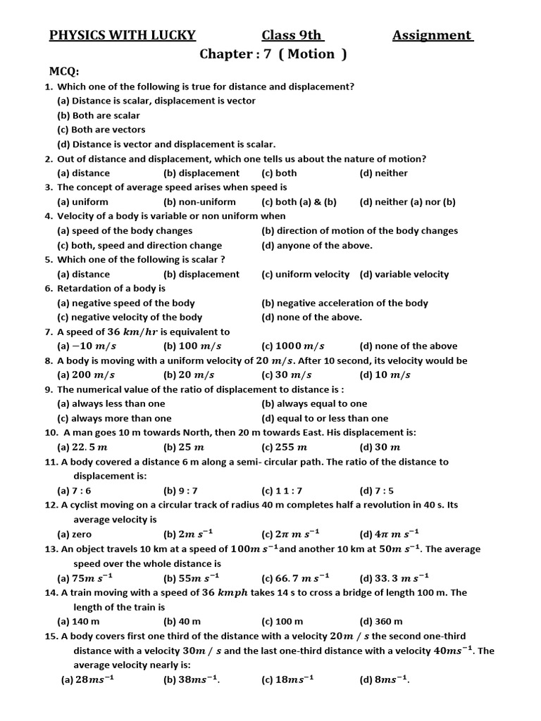 7. Motion | PDF | Velocity | Acceleration