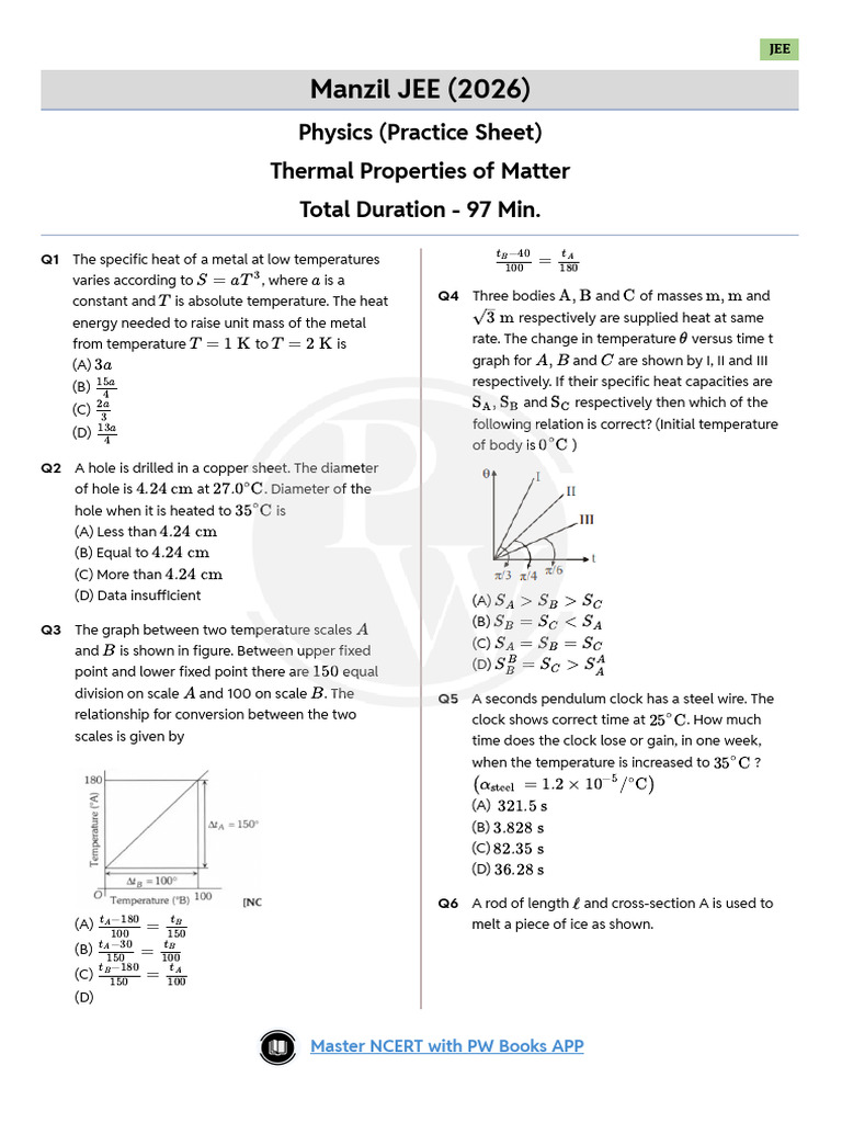 Thermal Properties of Matter_DPP.pdf | PDF | Thermodynamics | Classical ...