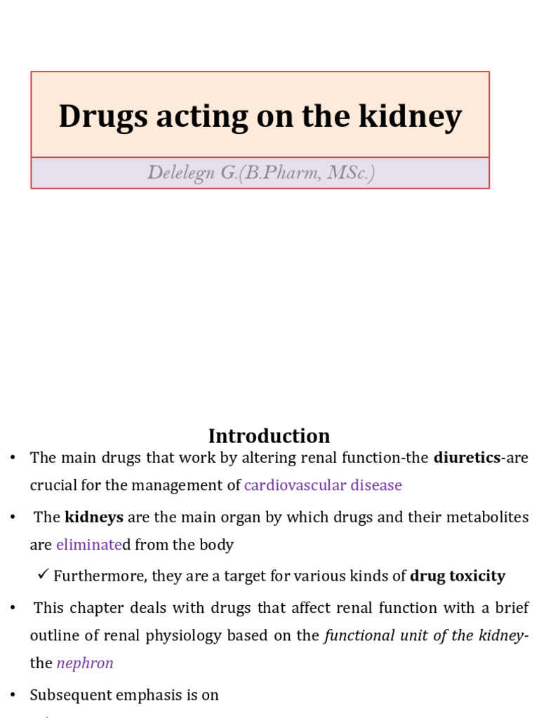 Drugs Acting on the Kidney (1) | PDF | Kidney