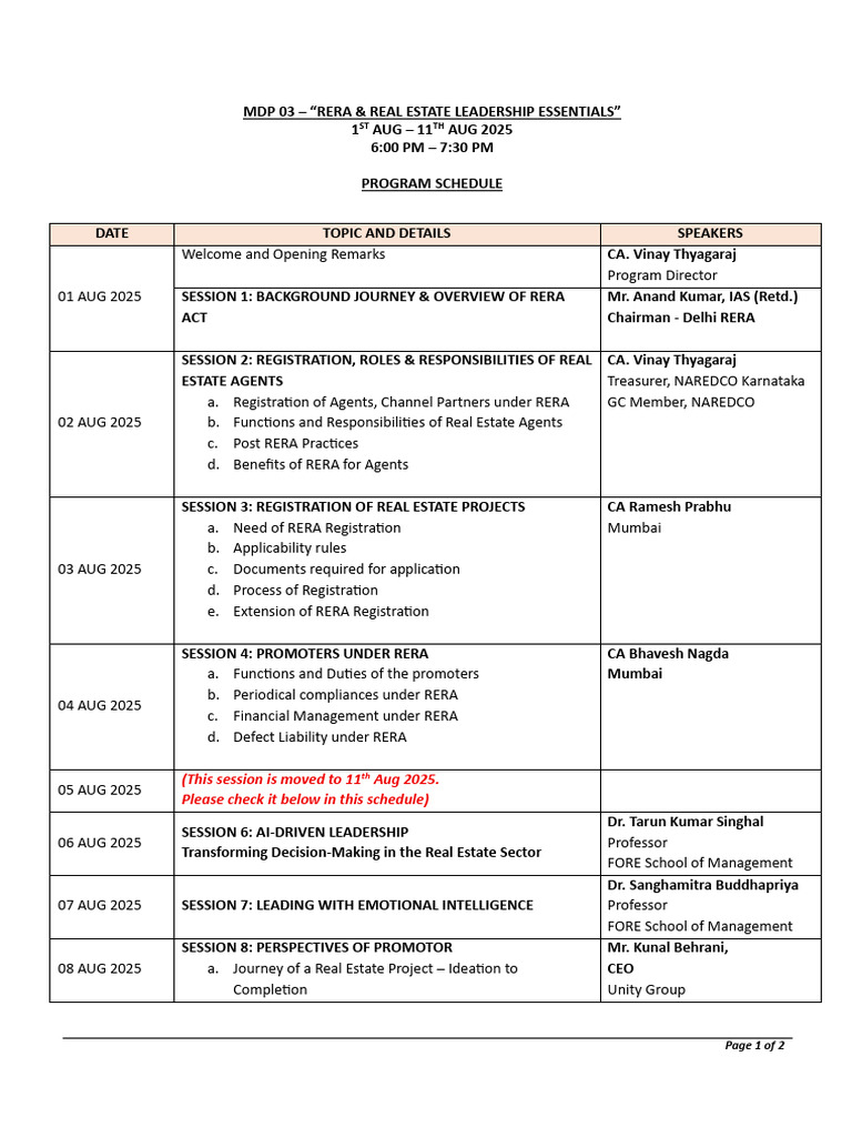 MDP 03_Program Schedule | PDF | Business