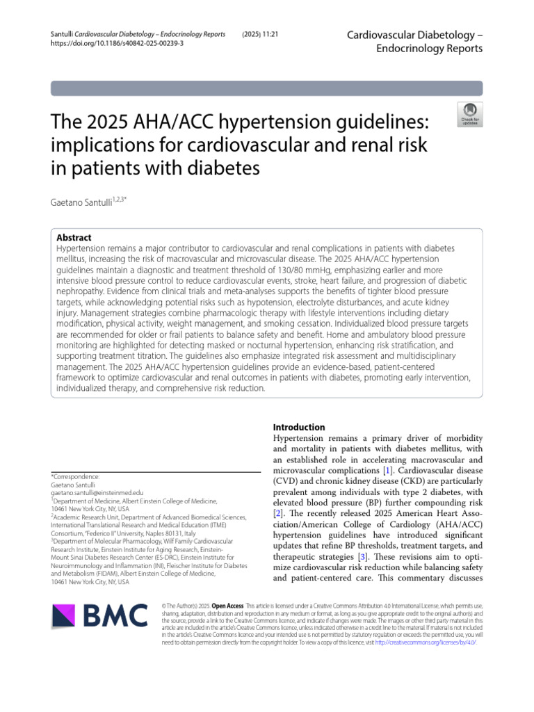 The 2025 AHA ACC Hypertension Guidelines Implications for ...