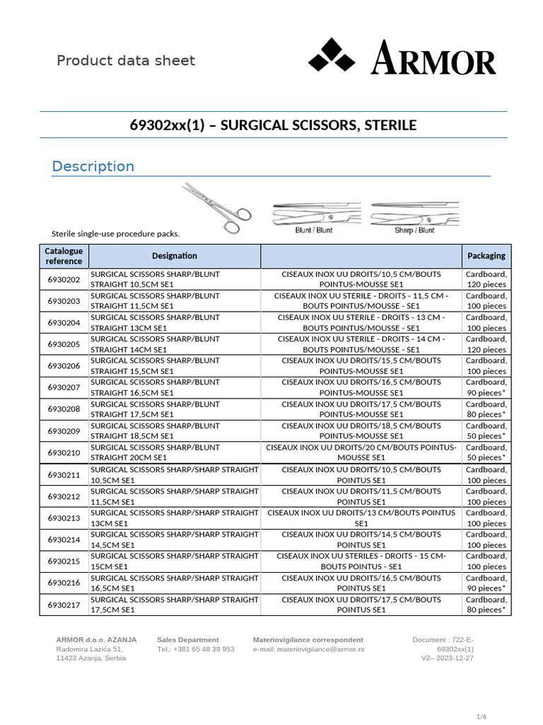 722-E-69302xx (1) v2 Surgical Scissors | PDF | Medical Device