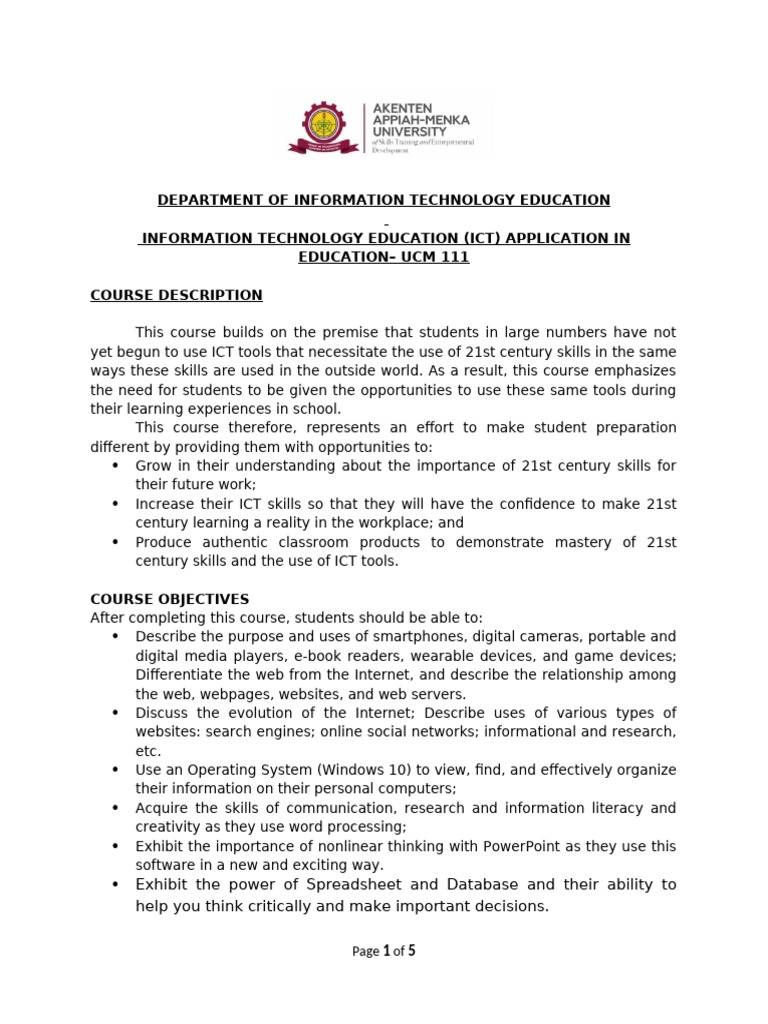 Umc111 2026 Course Outline | PDF